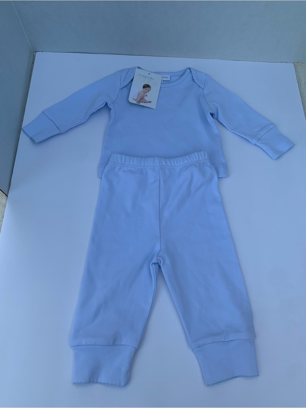 Magnolia Baby Pajama Set in Light Blue - Long Sleeve Top & Pants